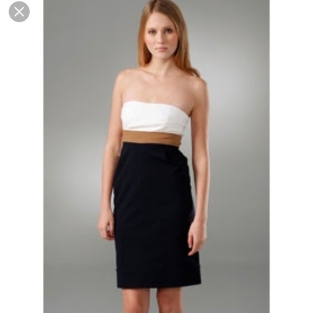DVF NWT color block strapless dress